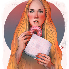 Девушка с пончиком