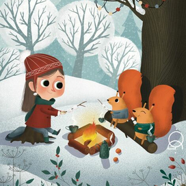 Друзья на зимнем пикнике