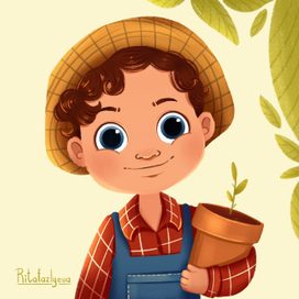 Маленький мальчик фермер