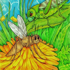 Кузнечик и комар