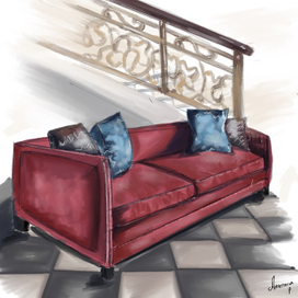 Диван. Интерьерный скетчинг.