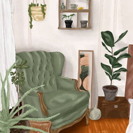 зеленое кресло