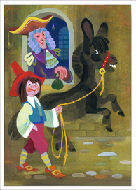 Иллюстрация к итальянской сказке "Чёрная лошадка"