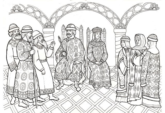 Бояре у князя (тушь)