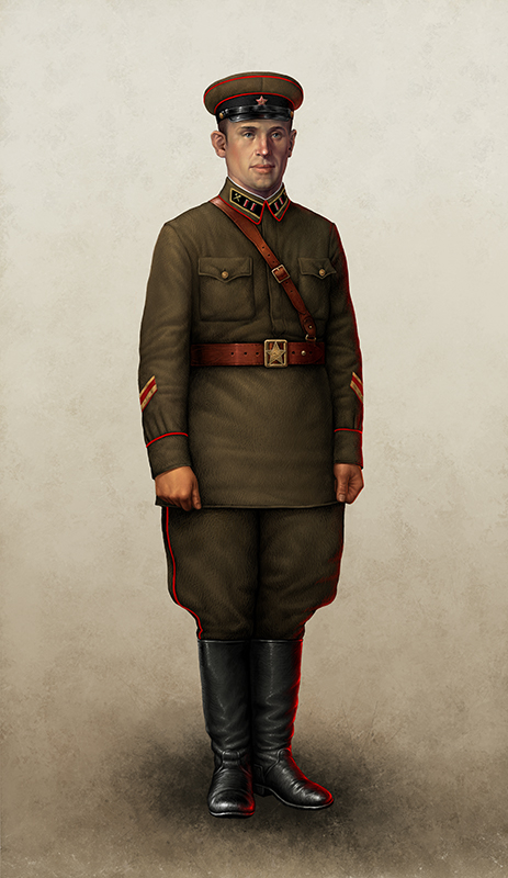 Военинженер в повседневной суконной гимнастёрке мирного времени 1941