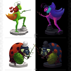 Стилизованные насекомые под шахматные фигурки