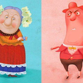 Эскизы персонажей : бабуся Гава, Сер Делька