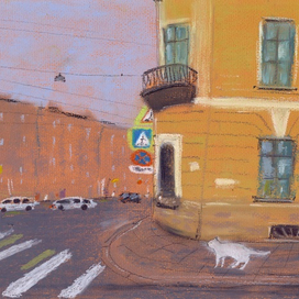 Белая кошка на Невском