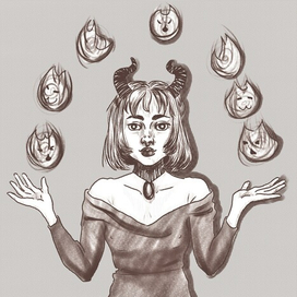 скетч девочки-демона