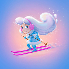 Девочка зима. Иллюстрация 3, лыжи