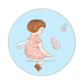 Маленький эльф и бабочки 