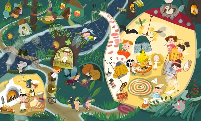 Прогулка по волшебному лесу. Ночь.