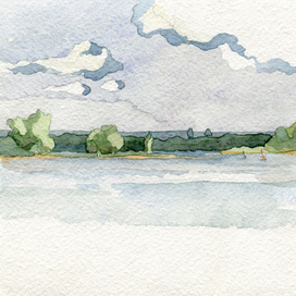 Самара_городской пляж_вид на протоку Воложка