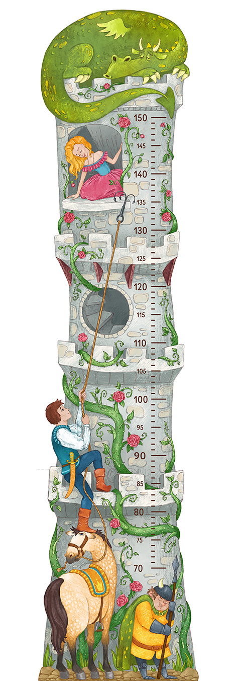 детский "ростомер"принцесса и дракон