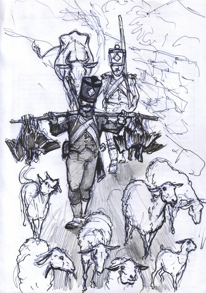 Эскиз. Реквизиция живности у населения