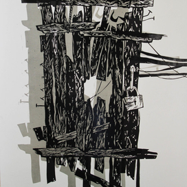 Серия линогравюр "Декорации" лист "Двери"