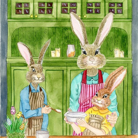 Кролики готовят кулич 