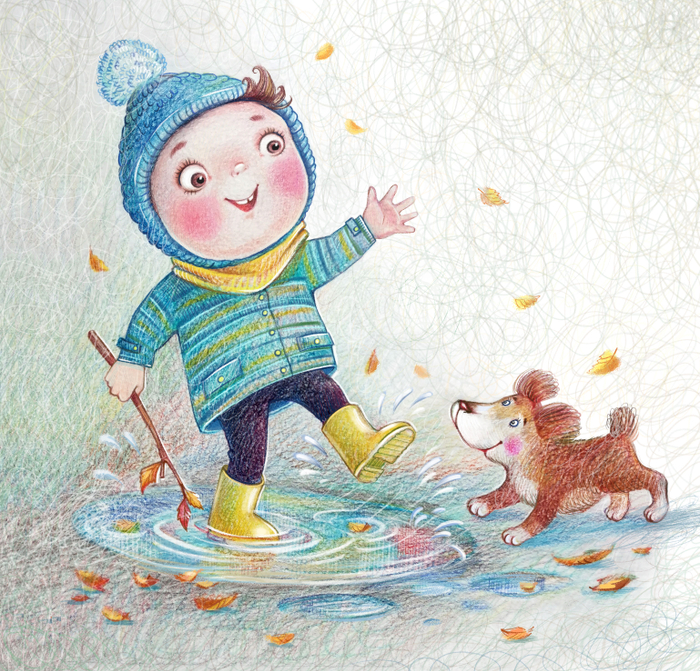Иллюстрация к стихотворению "Дождик" Е. Мишуниной