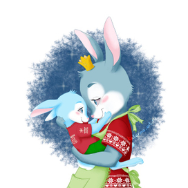 Открытка новогодняя «Мама с сыном»