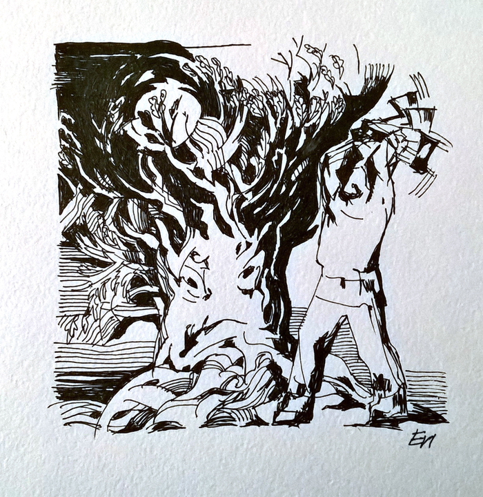 Калевала. Великан срубает дуб, заслонивший солнце и звёзды