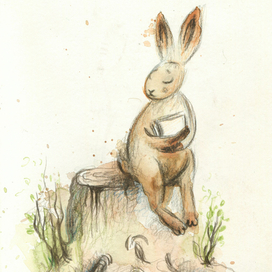 Заяц на пеньке