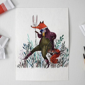 Лис крадется вдоль тропы, врядли ищет он грибы!