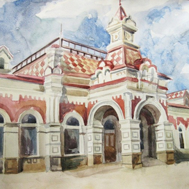 О работе: Здание первого железнодорожного вокзала в Екатеринбурге (1878). 