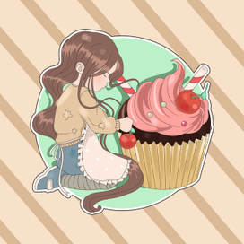 девочка с пирожным