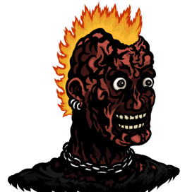 Обугленный оживший мертвец с огненным ирокезом