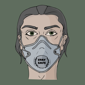 Девушка в защитной маске