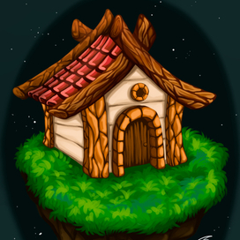 Светящийся домик в ночи