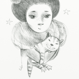 девочка и кошка