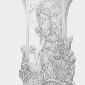 Рисунок гипсовой розетка с натуры