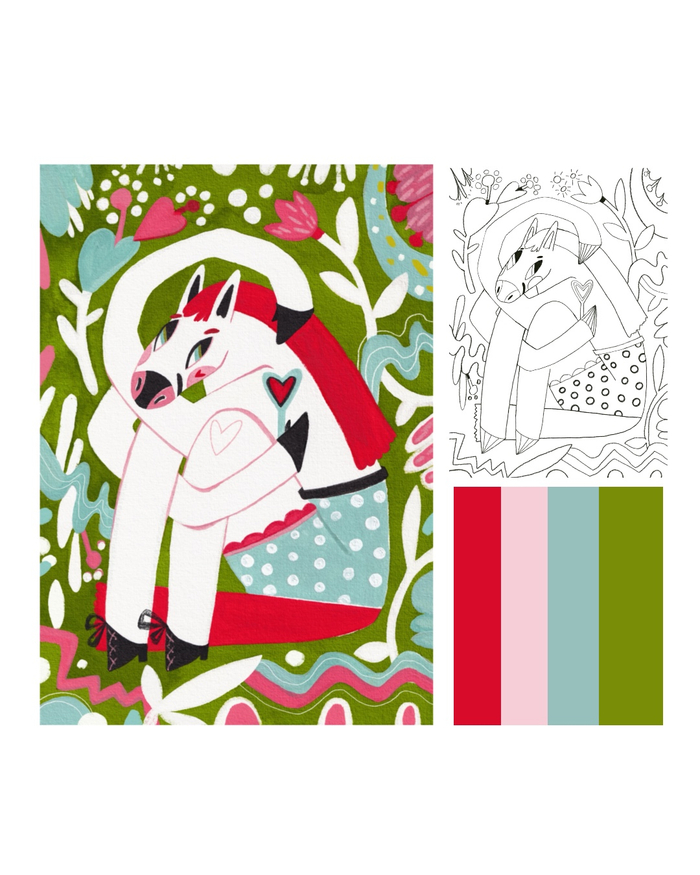 Открытка раскраска 