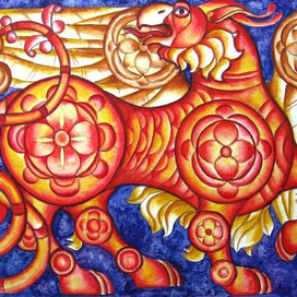 Василиск бумага ,акварель 38х60 