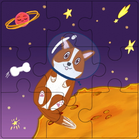 Children's puzzles, "dog cosmonaut"