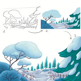 Пейзаж-иллюстрация к книге "Зимний мастер"