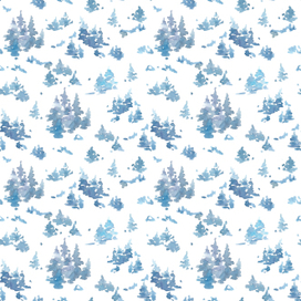 Акварельный паттерн. Зимний лес