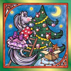 Принт на подушку к году лошади из серии "Времена года"