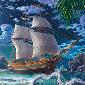 ночь. корабль.