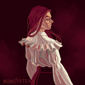 Девушка в бардовой юбке