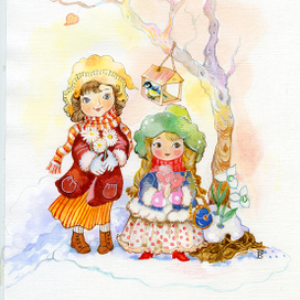 Две малышки под деревом