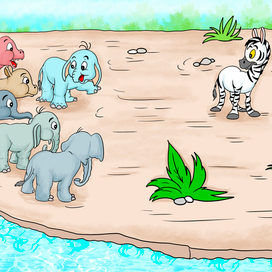 знакомство зебры с животными