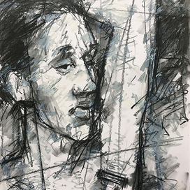 Portrait of a man with a razor.