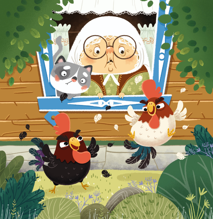 Иллюстрации к книге "Два петуха"