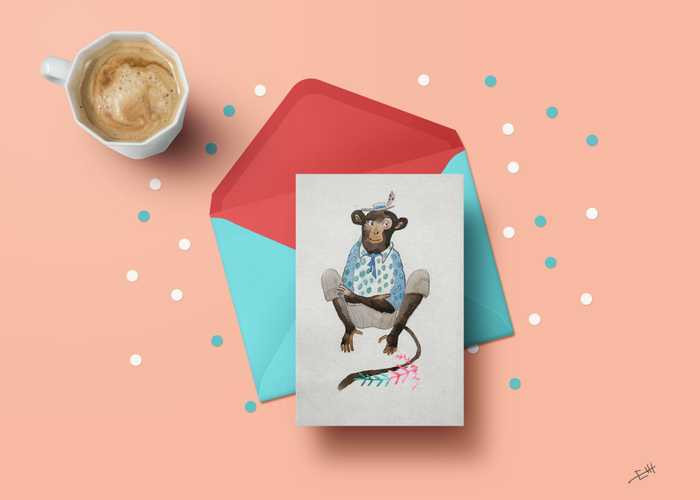 обезьянка открытка