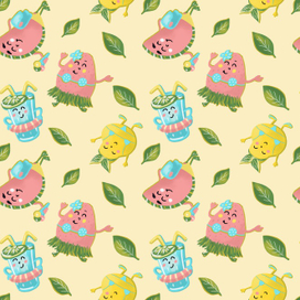 Летний паттерн с забавными героями 