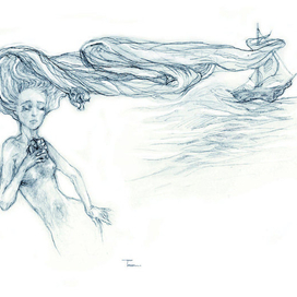 Иллюстрация к сказке Оскара Уайльда "Рыбак и его душа"