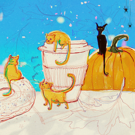 Коты, кофе и тыква
