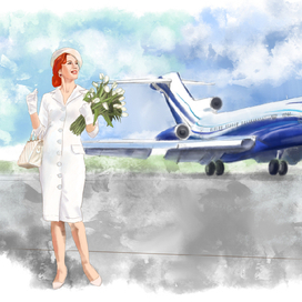 Девушка и самолёт весна